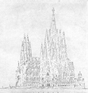 Sagrada Família - Dibuix de Joan Rubió a partir dels croquis d'Antoni Gaudí
